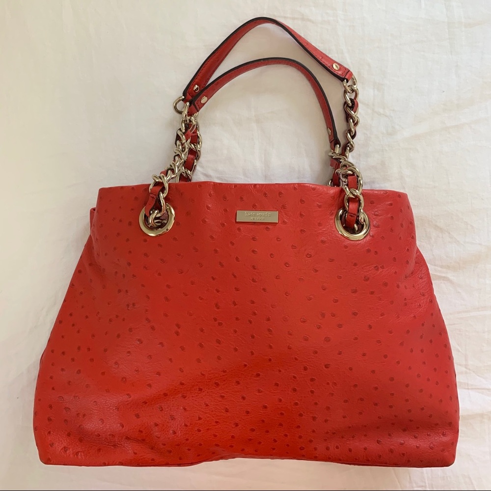 Kate Spade Ostrich Leather Handbag in Red